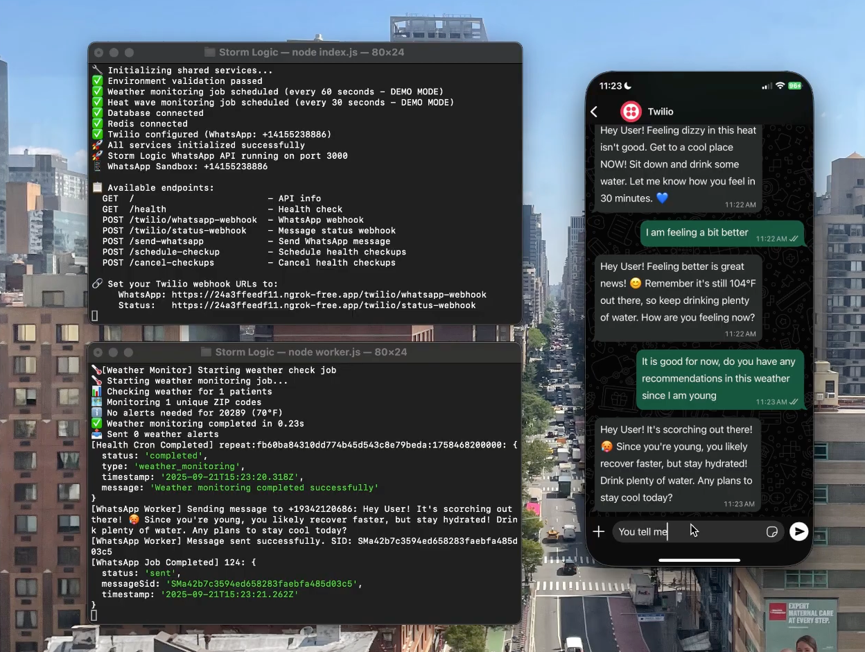 CareCast weather monitor and WhatsApp health guidance prototype